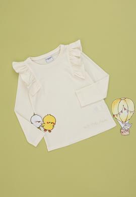 Kız Çocuk Krem Bisiklet Yaka Sweatshirt - 50296375020