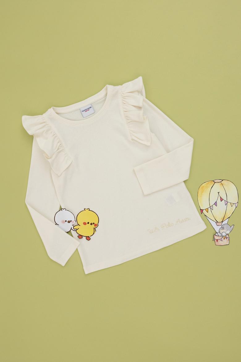 Kız Çocuk Krem Bisiklet Yaka Sweatshirt - 50296375020