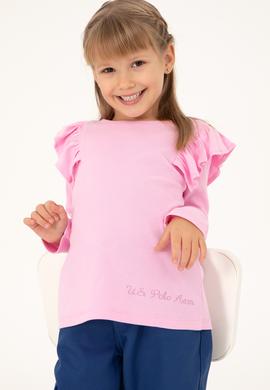 Kız Çocuk Pembe Bisiklet Yaka Sweatshirt - 50296375032