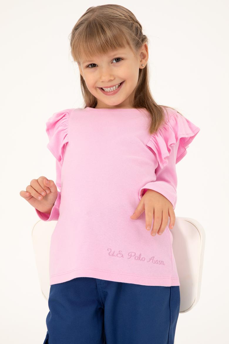 Kız Çocuk Pembe Bisiklet Yaka Sweatshirt - 50296375032
