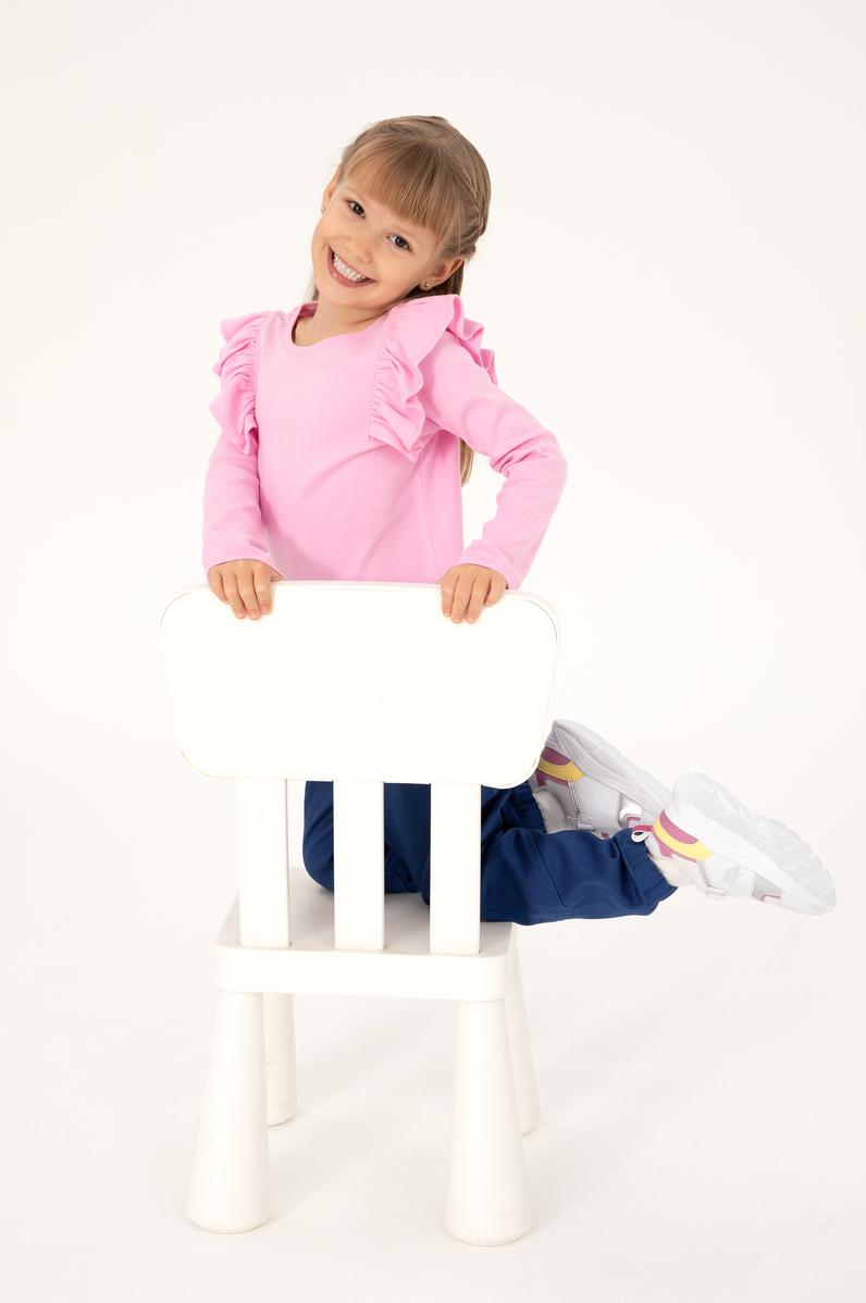 Kız Çocuk Pembe Bisiklet Yaka Sweatshirt