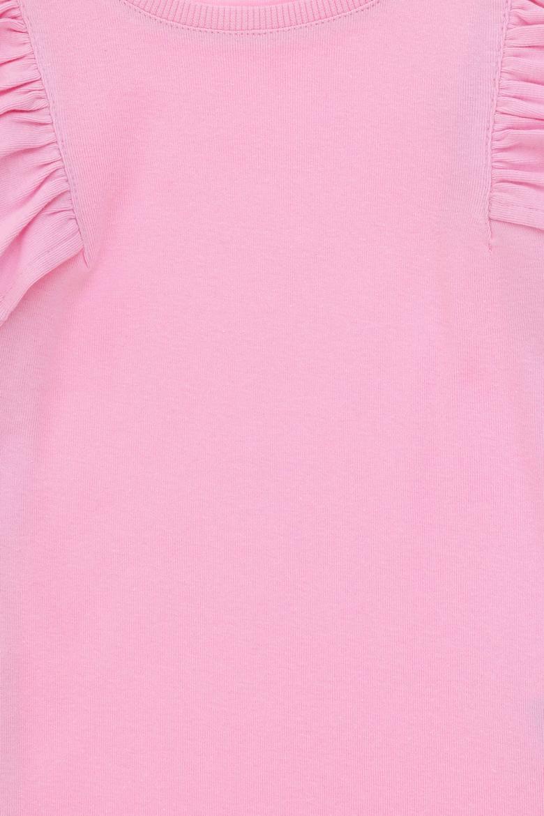 Kız Çocuk Pembe Bisiklet Yaka Sweatshirt - 50296375032