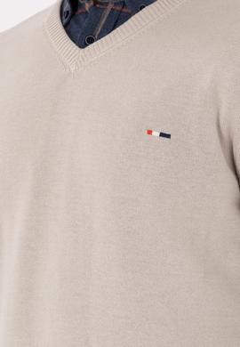 Erkek Slim Fit V Yaka Taş Basic Kazak - 50298283044