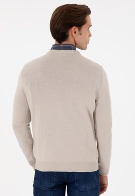 Erkek Slim Fit V Yaka Taş Basic Kazak - 50298283044