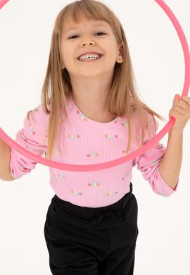 Kız Çocuk Pembe Bisiklet Yaka Sweatshirt - 50298175017