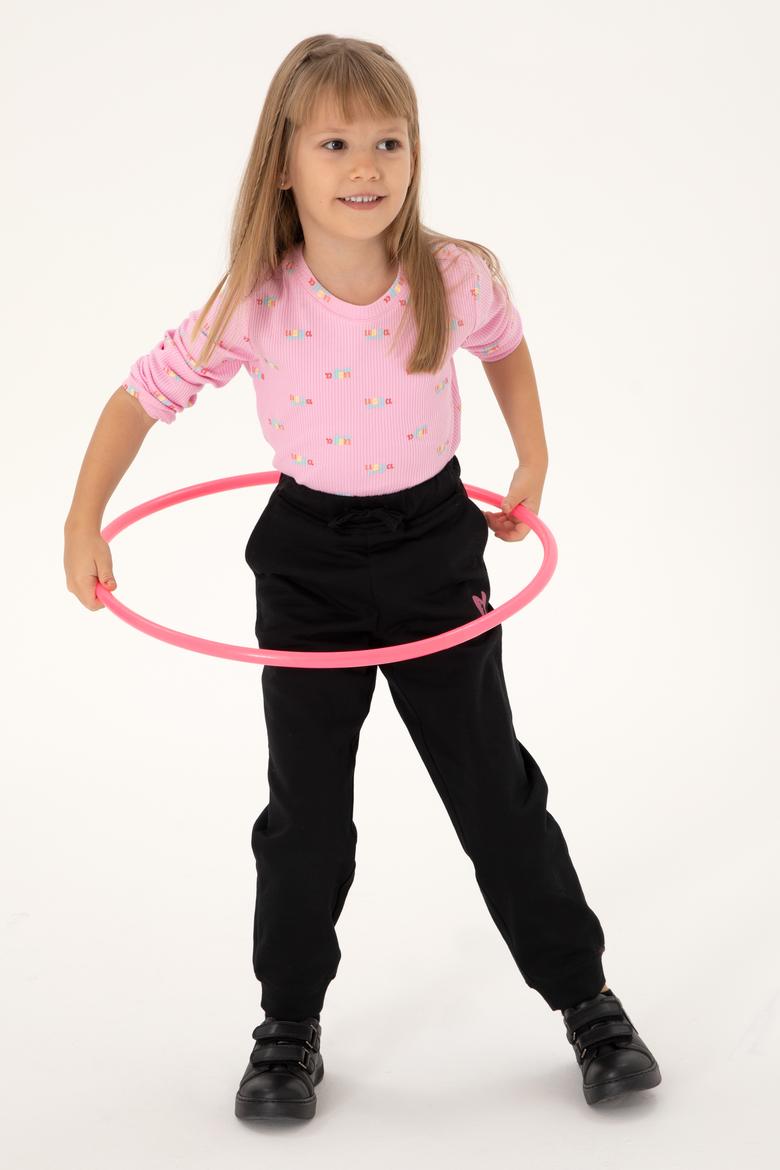 Kız Çocuk Pembe Bisiklet Yaka Sweatshirt - 50298175017