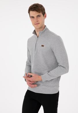 Erkek Gri Melanj Basic Sweatshirt - 50298243011