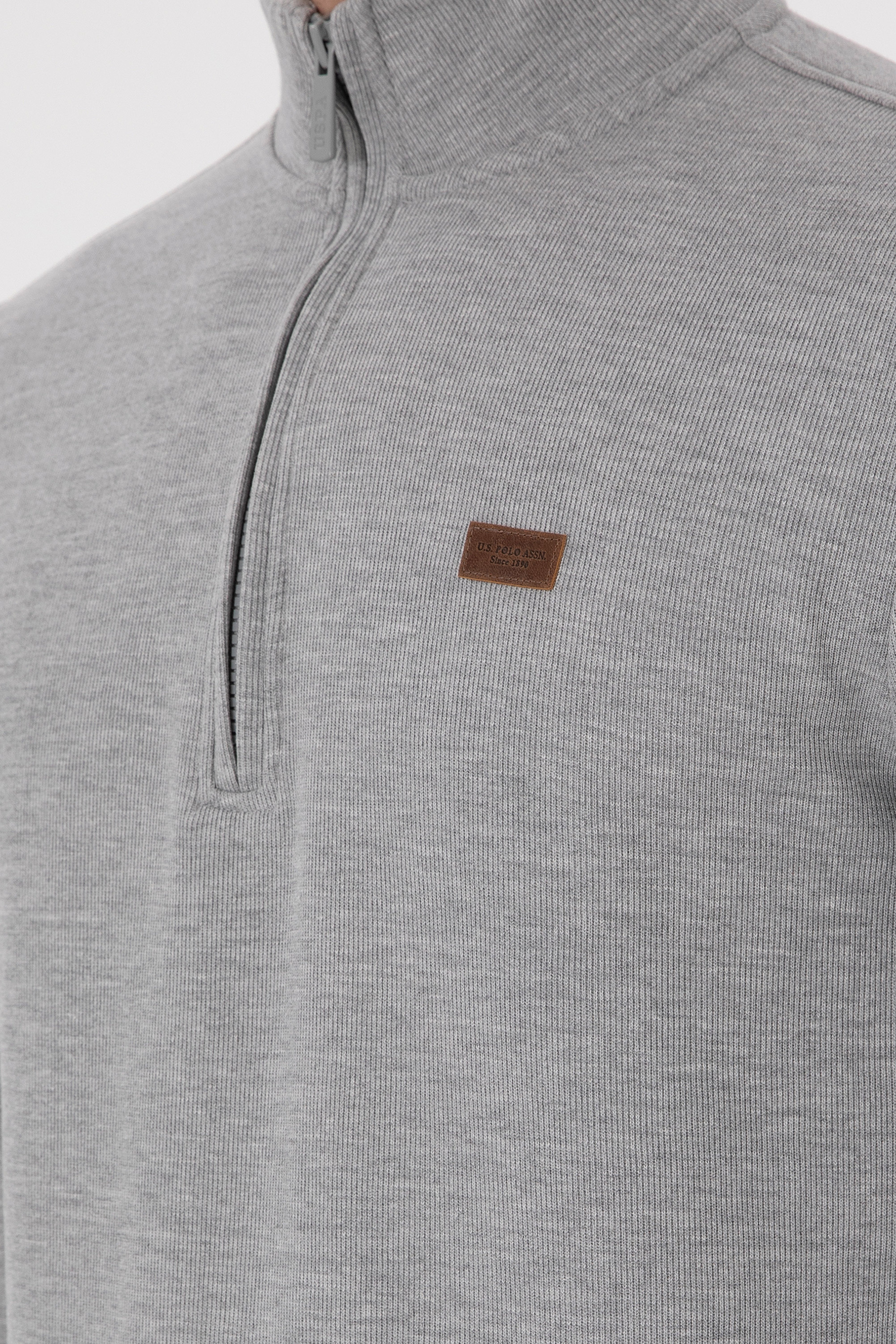 Erkek Gri Melanj Basic Sweatshirt - Image 7
