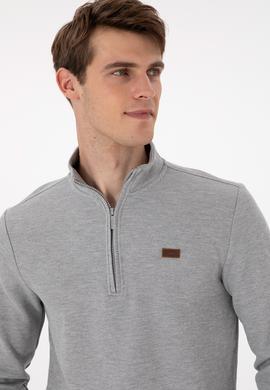 Erkek Gri Melanj Basic Sweatshirt - 50298243011