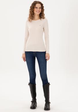 Kadın Taş Bisiklet Yaka Sweatshirt - 50297870028