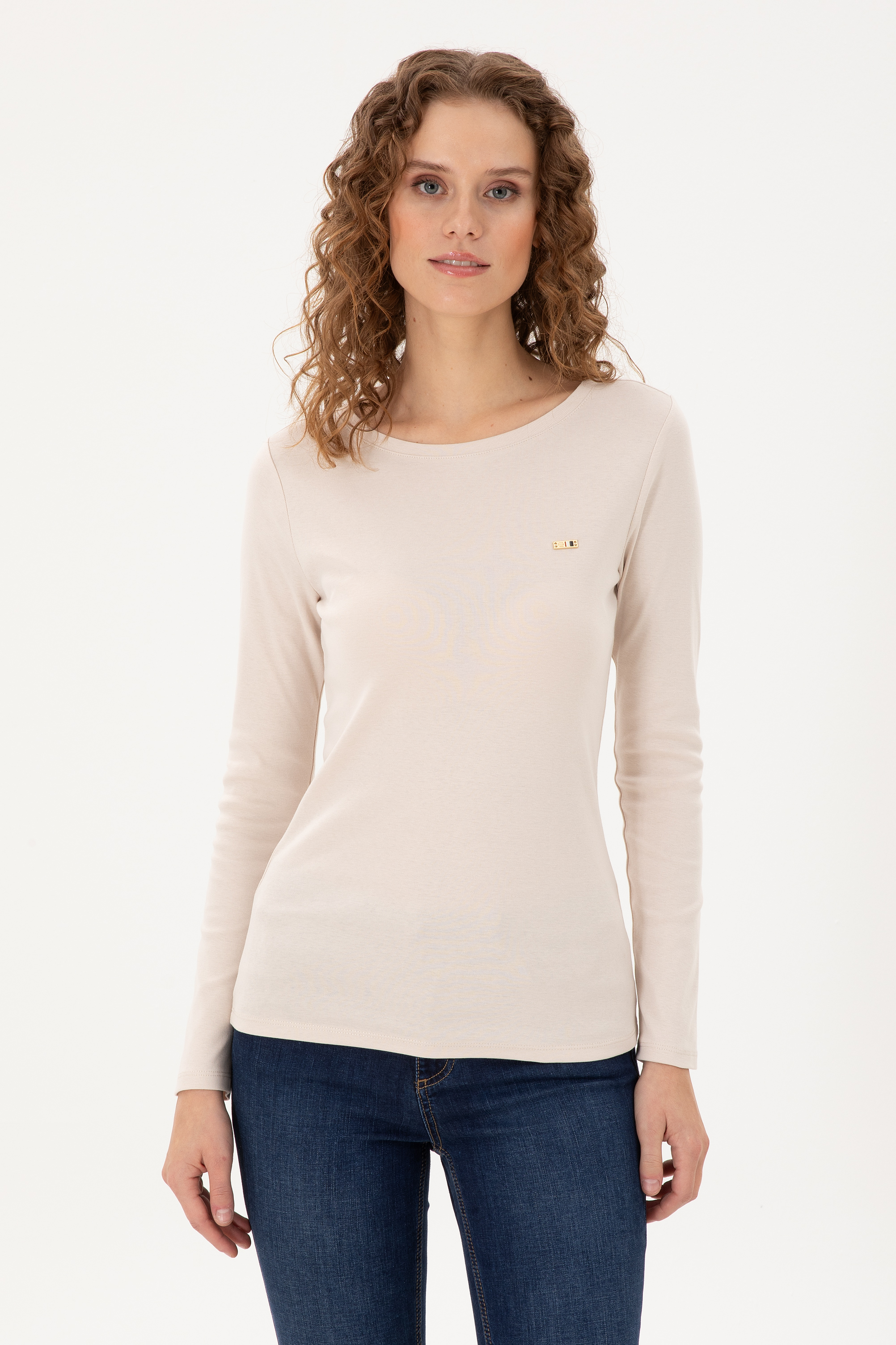 Kadın Taş Bisiklet Yaka Sweatshirt - Image 1