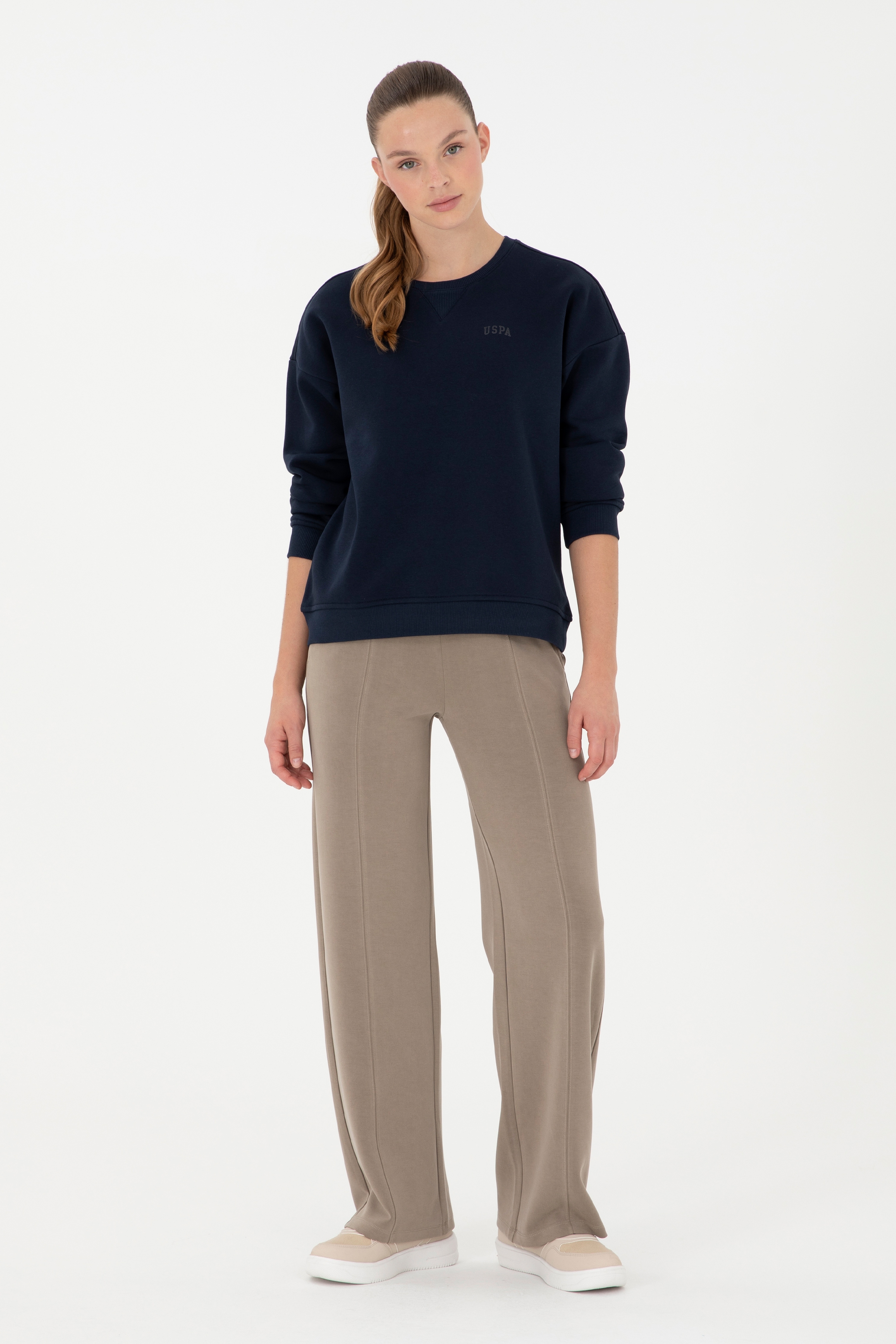 Kadın Lacivert Basic Bisiklet Yaka Sweatshirt - Image 4
