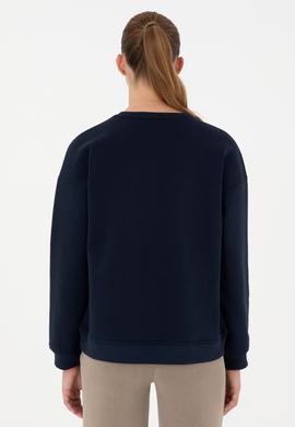 Kadın Lacivert Basic Bisiklet Yaka Sweatshirt - 50297296021