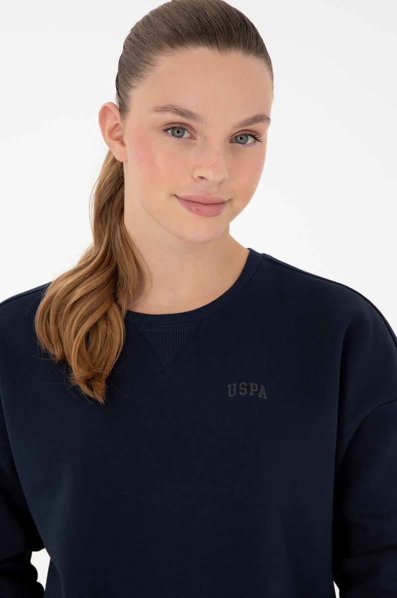 Kadın Lacivert Basic Bisiklet Yaka Sweatshirt