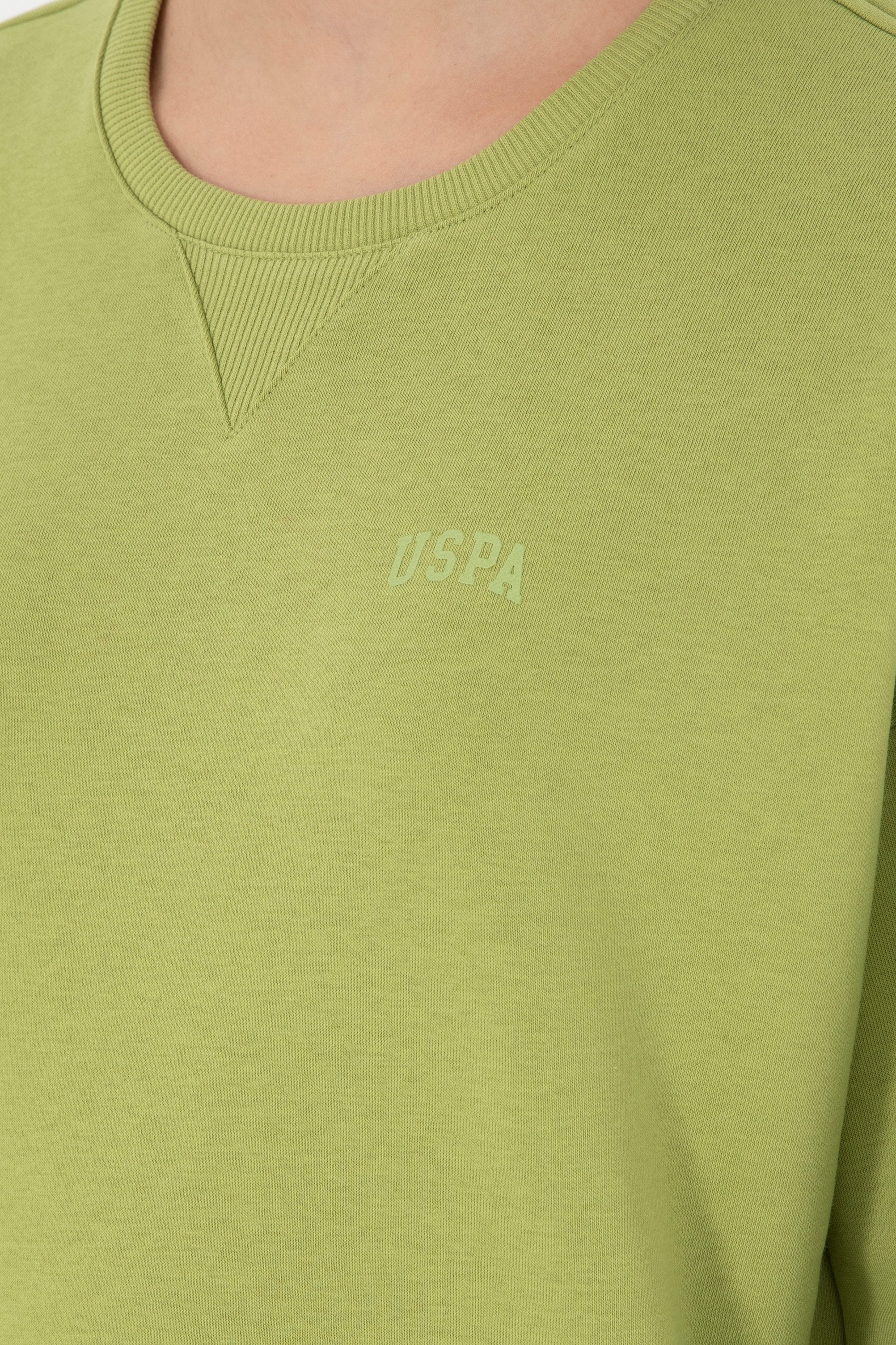 Kadın Fıstık Yeşili Basic Bisiklet Yaka Sweatshirt