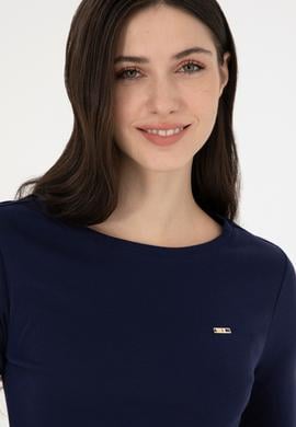 Kadın Lacivert Bisiklet Yaka Sweatshirt - 50297870017