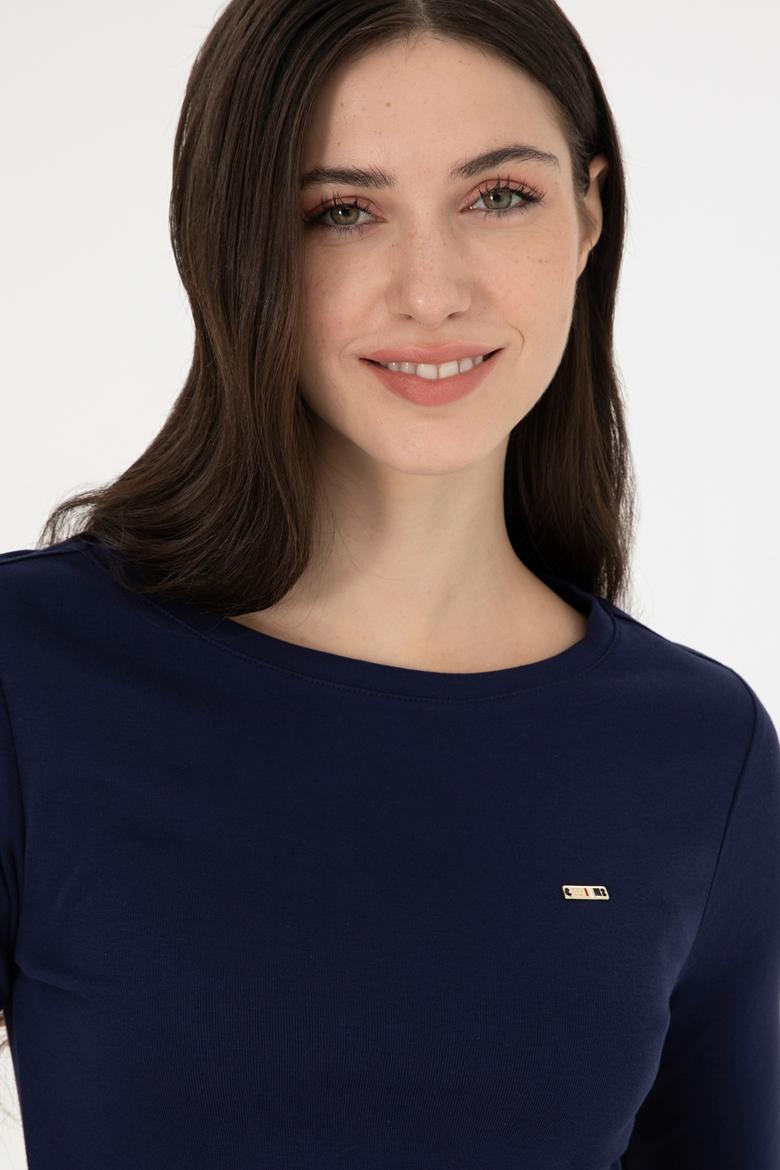 Kadın Lacivert Bisiklet Yaka Sweatshirt - 50297870017