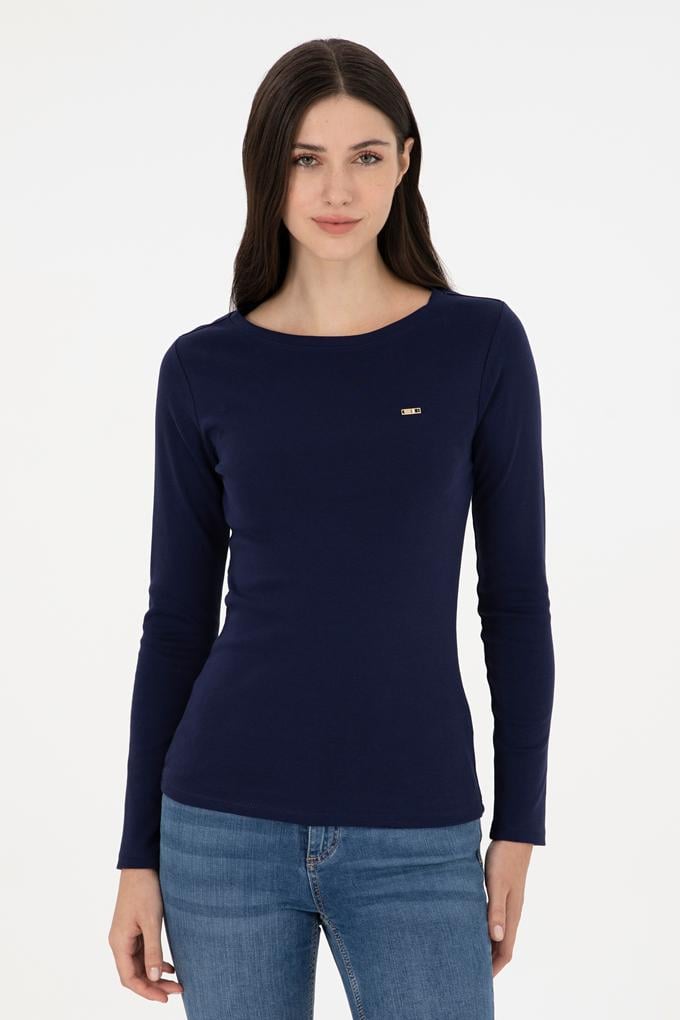 Kadın Lacivert Bisiklet Yaka Sweatshirt