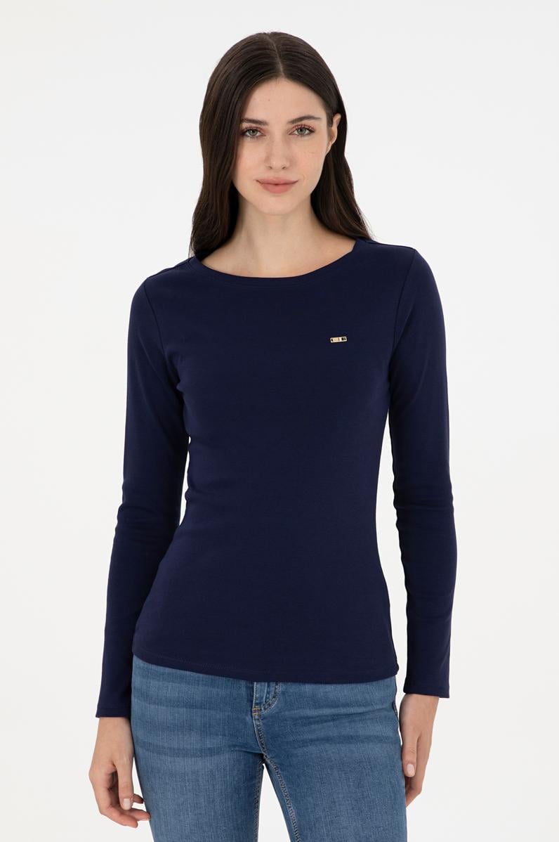 Kadın Lacivert Bisiklet Yaka Sweatshirt