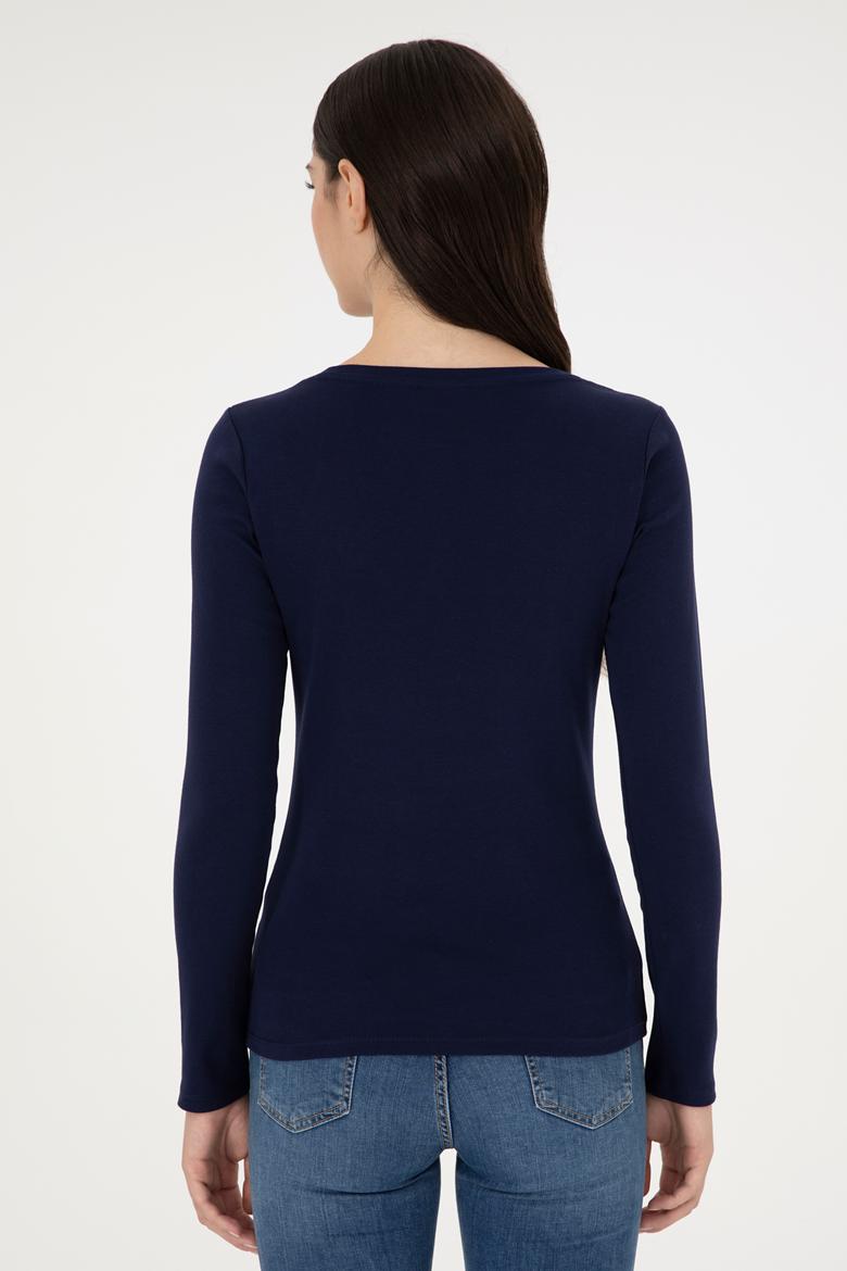 Kadın Lacivert Bisiklet Yaka Sweatshirt - 50297870017