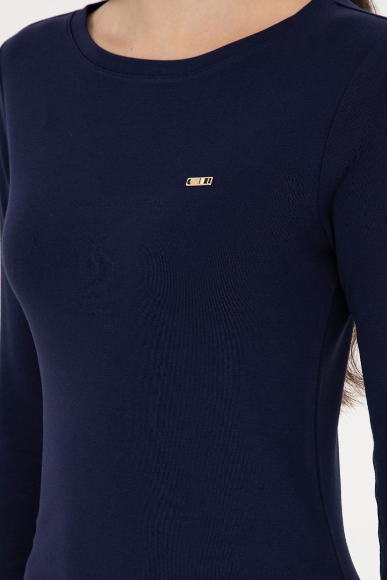 Kadın Lacivert Bisiklet Yaka Sweatshirt - 50297870017