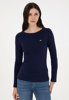 Kadın Lacivert Bisiklet Yaka Sweatshirt - 50297870017