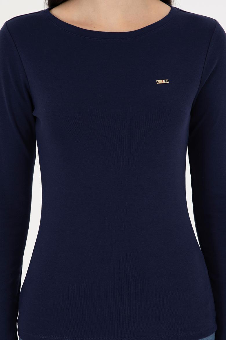 Kadın Lacivert Bisiklet Yaka Sweatshirt - 50297870017