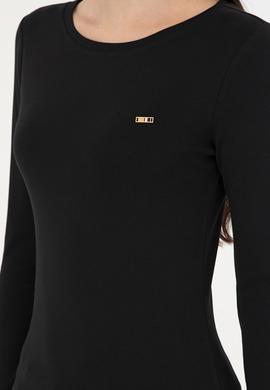 Kadın Siyah Bisiklet Yaka Sweatshirt - 50297870011