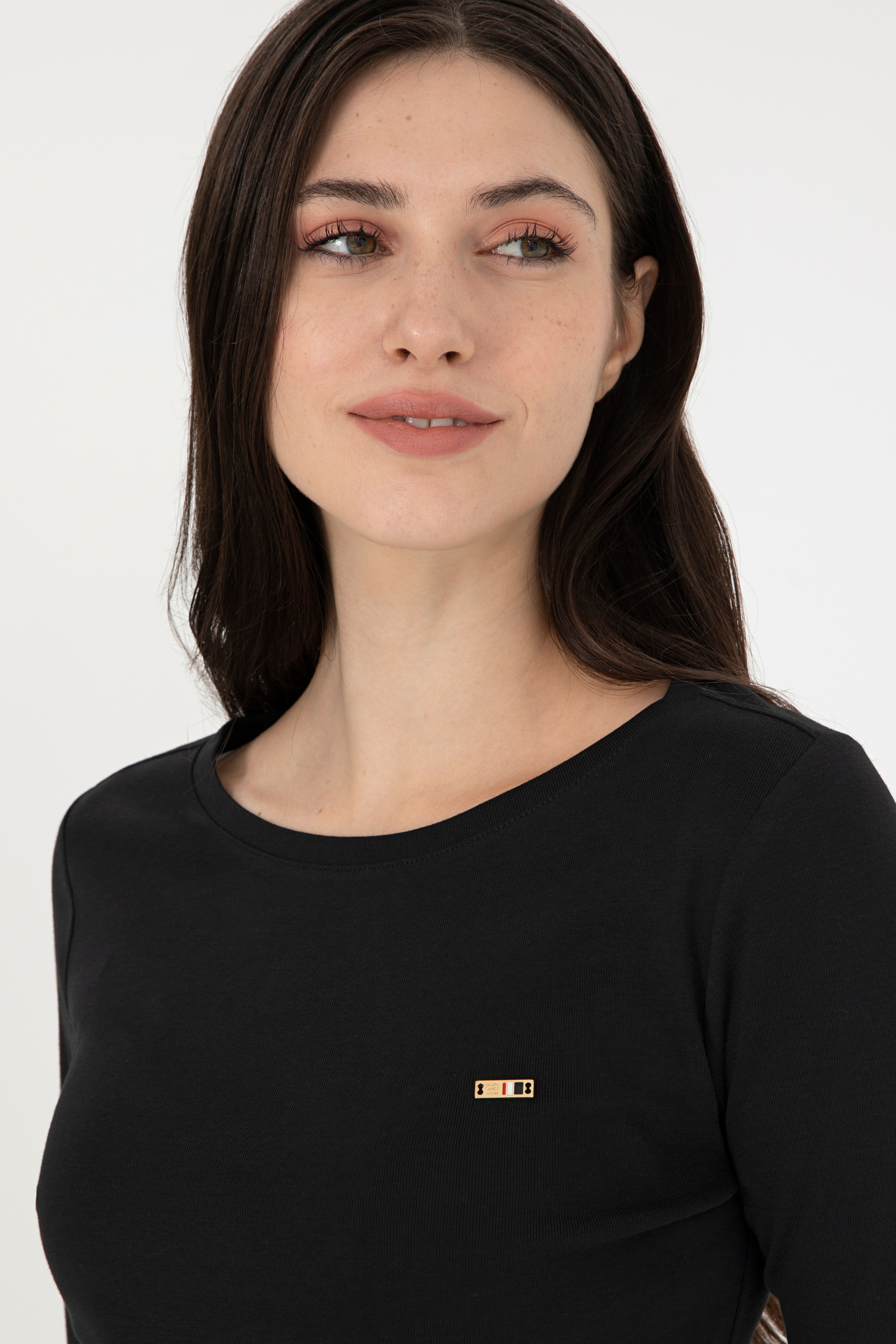 Kadın Siyah Bisiklet Yaka Sweatshirt