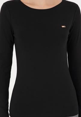 Kadın Siyah Bisiklet Yaka Sweatshirt - 50297870011