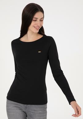 Kadın Siyah Bisiklet Yaka Sweatshirt - 50297870011