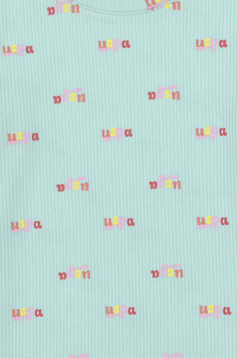 Kız Çocuk Su Yeşili Bisiklet Yaka Sweatshirt