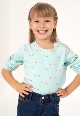 Kız Çocuk Su Yeşili Bisiklet Yaka Sweatshirt - 50298175003