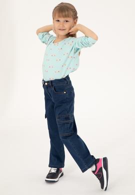 Kız Çocuk Su Yeşili Bisiklet Yaka Sweatshirt - 50298175003