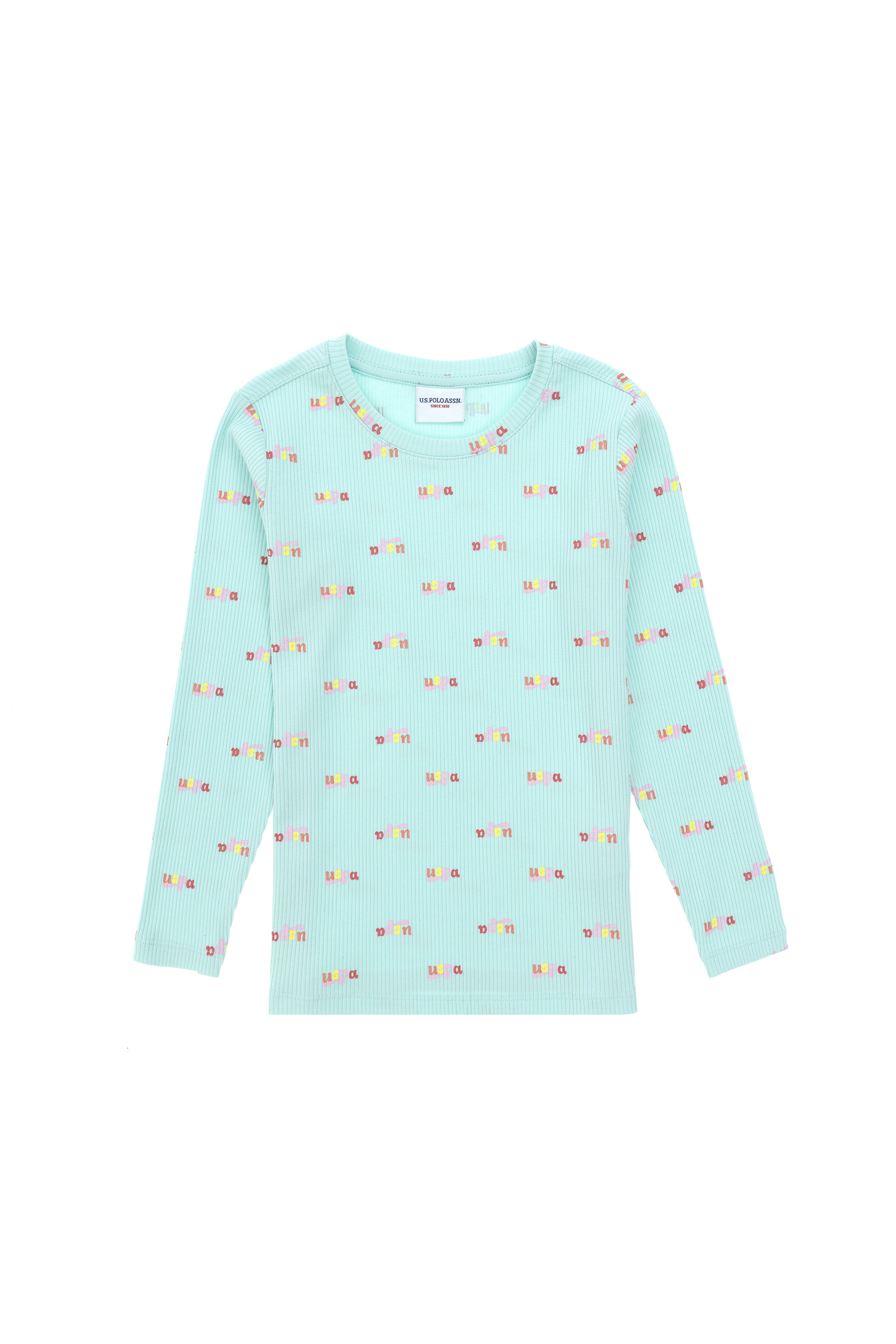 Kız Çocuk Su Yeşili Bisiklet Yaka Sweatshirt