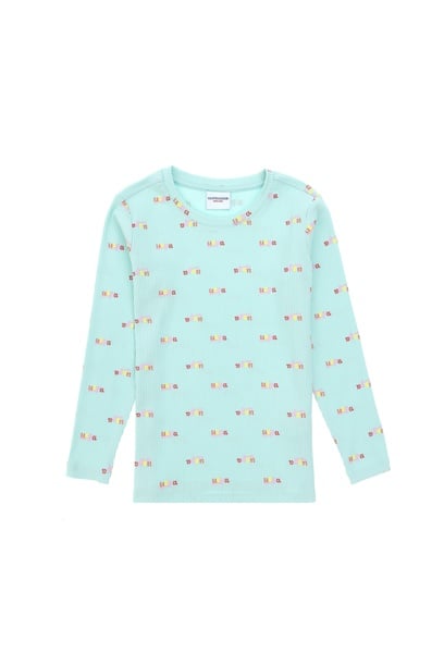 Kız Çocuk Su Yeşili Bisiklet Yaka Sweatshirt