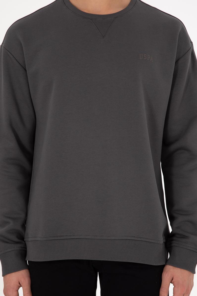 Erkek Bisiklet Yaka Antrasit Basic Şardonlu Sweatshirt