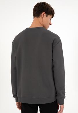 Erkek Bisiklet Yaka Antrasit Basic Şardonlu Sweatshirt - 50295148010