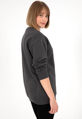 Erkek Bisiklet Yaka Antrasit Basic Şardonlu Sweatshirt - 50295148010
