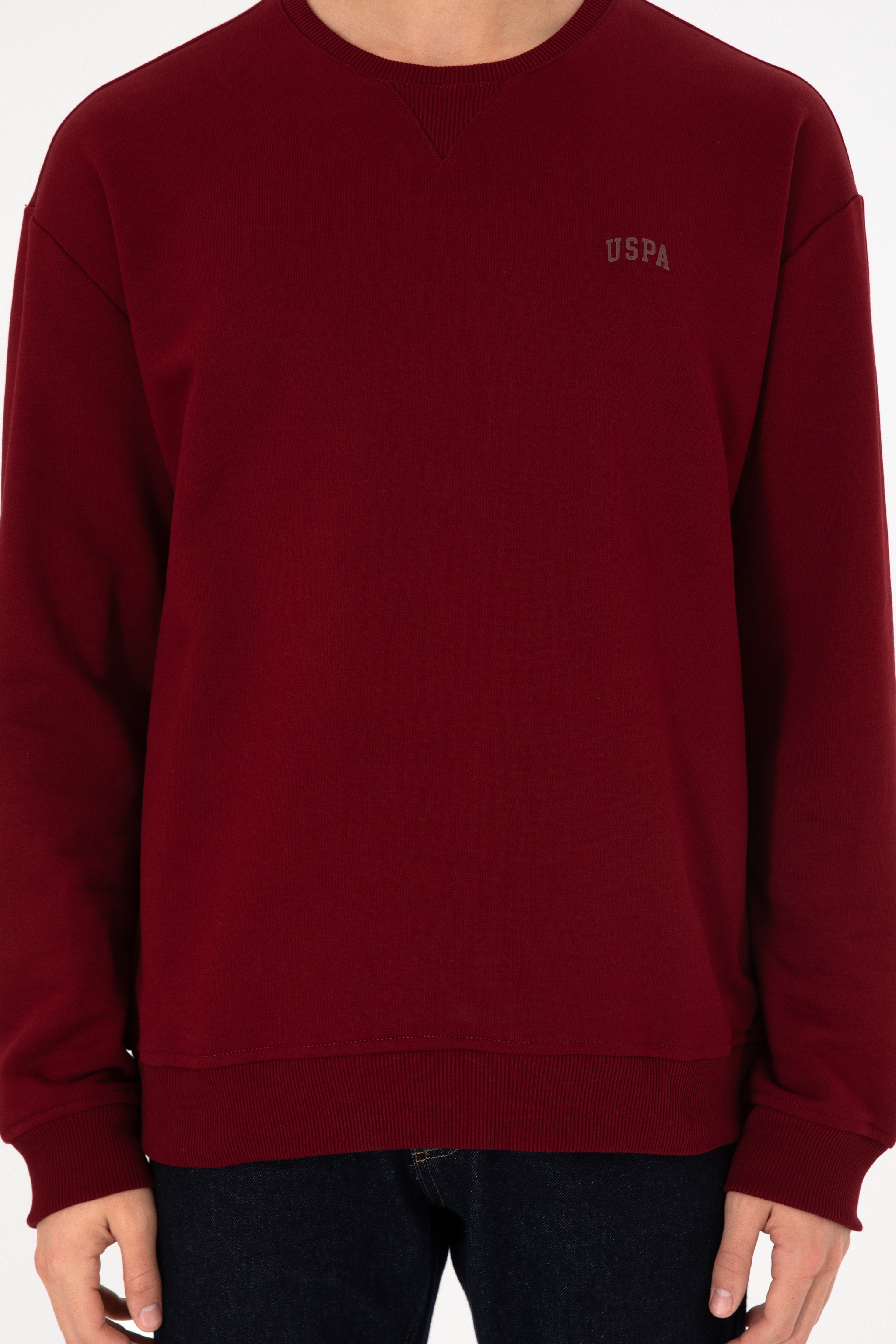 Erkek Bordo Basic Sweatshirt - Image 7