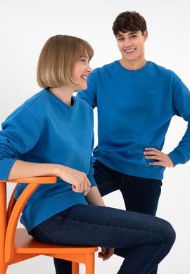 Erkek Bisiklet Yaka Kobalt Basic Şardonlu Sweatshirt - 50295148143