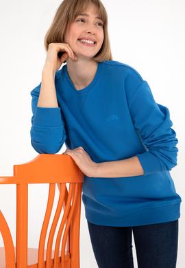 Erkek Bisiklet Yaka Kobalt Basic Şardonlu Sweatshirt - 50295148143