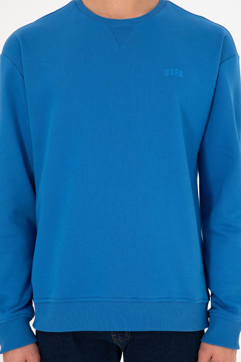 Erkek Bisiklet Yaka Kobalt Basic Şardonlu Sweatshirt - 50295148143