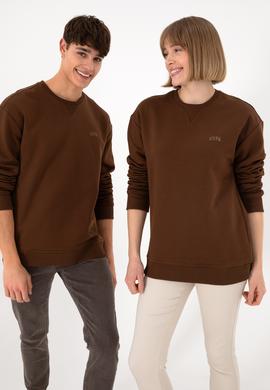 Erkek Kahverengi Basic Sweatshirt - 50295148053