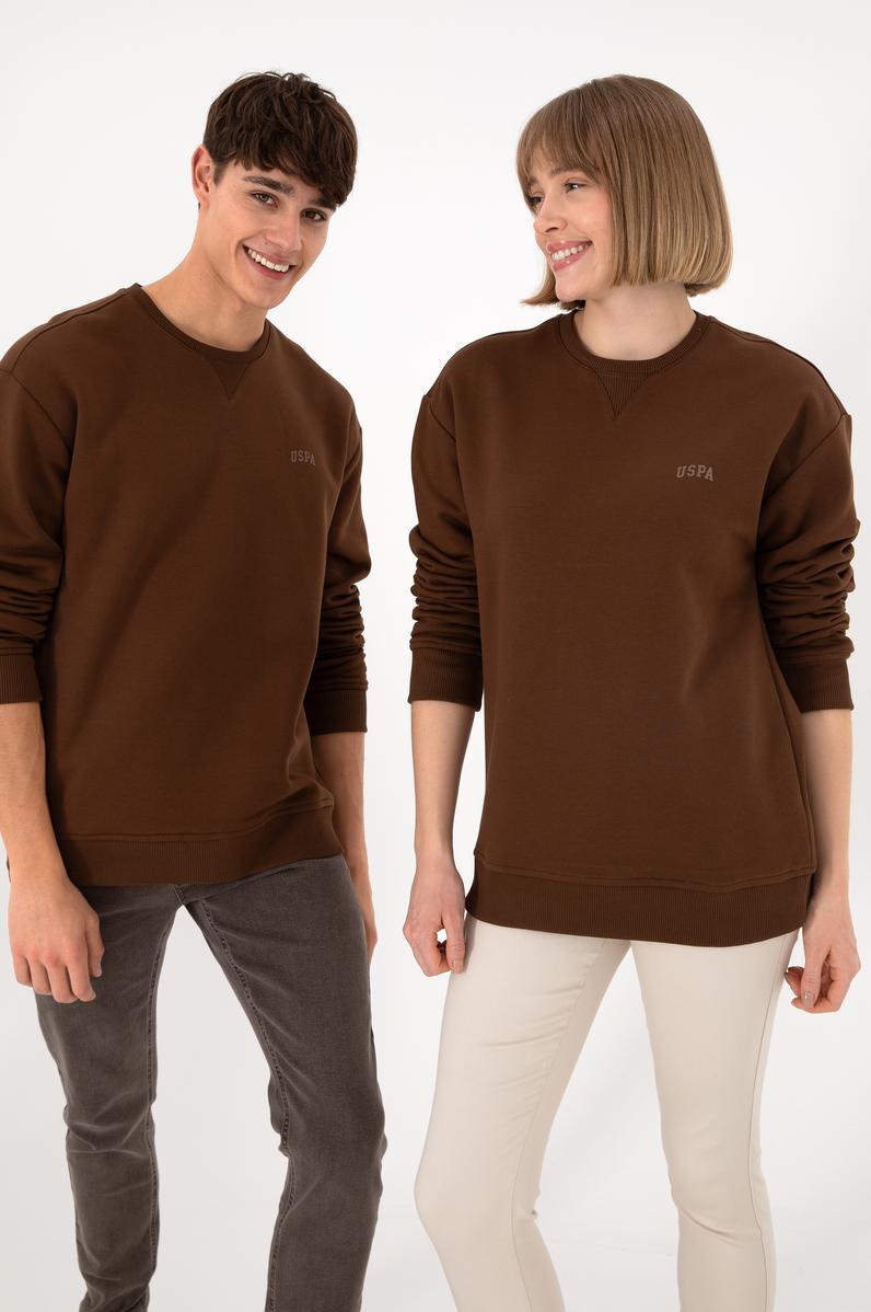 Erkek Kahverengi Basic Sweatshirt