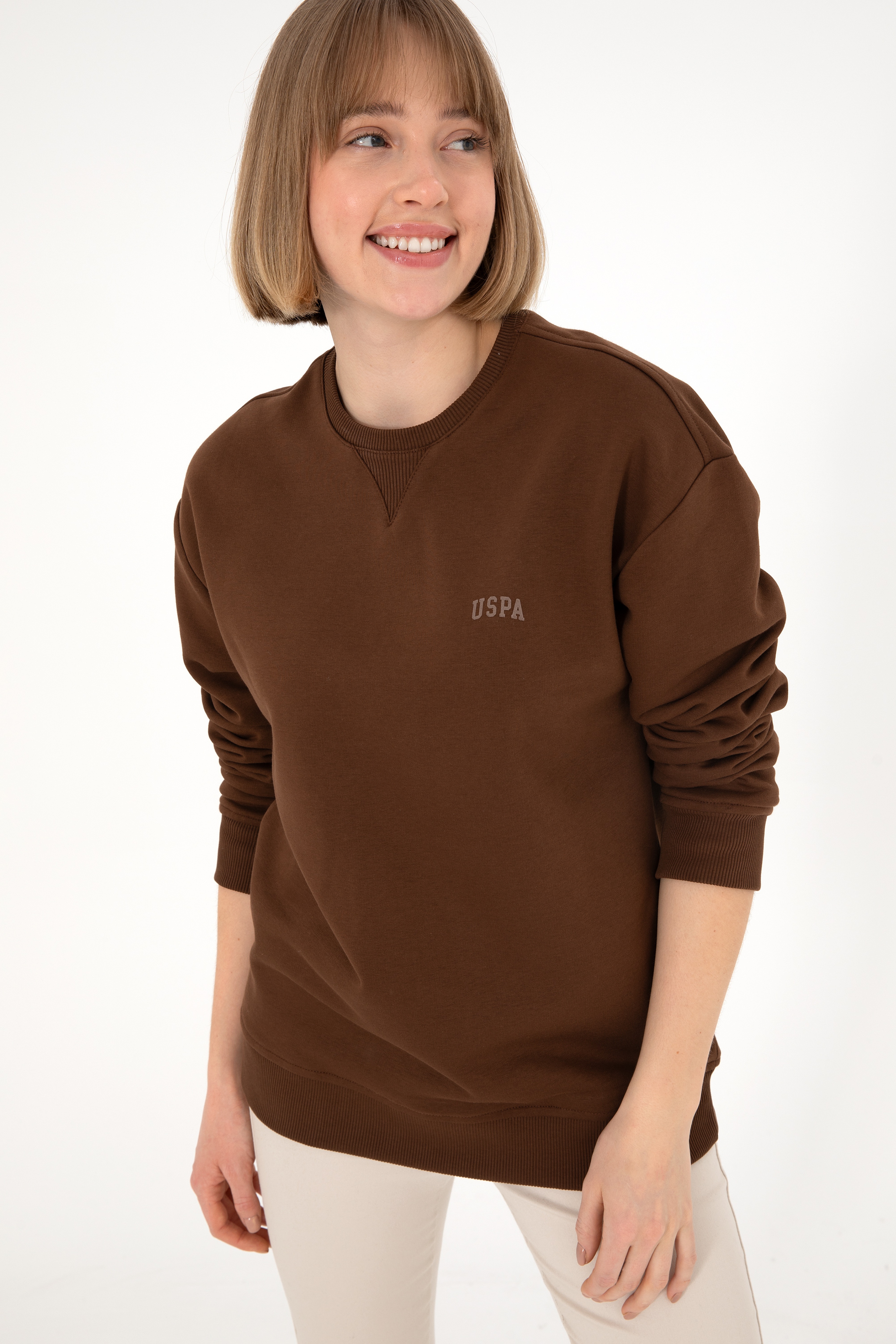 Erkek Kahverengi Basic Sweatshirt