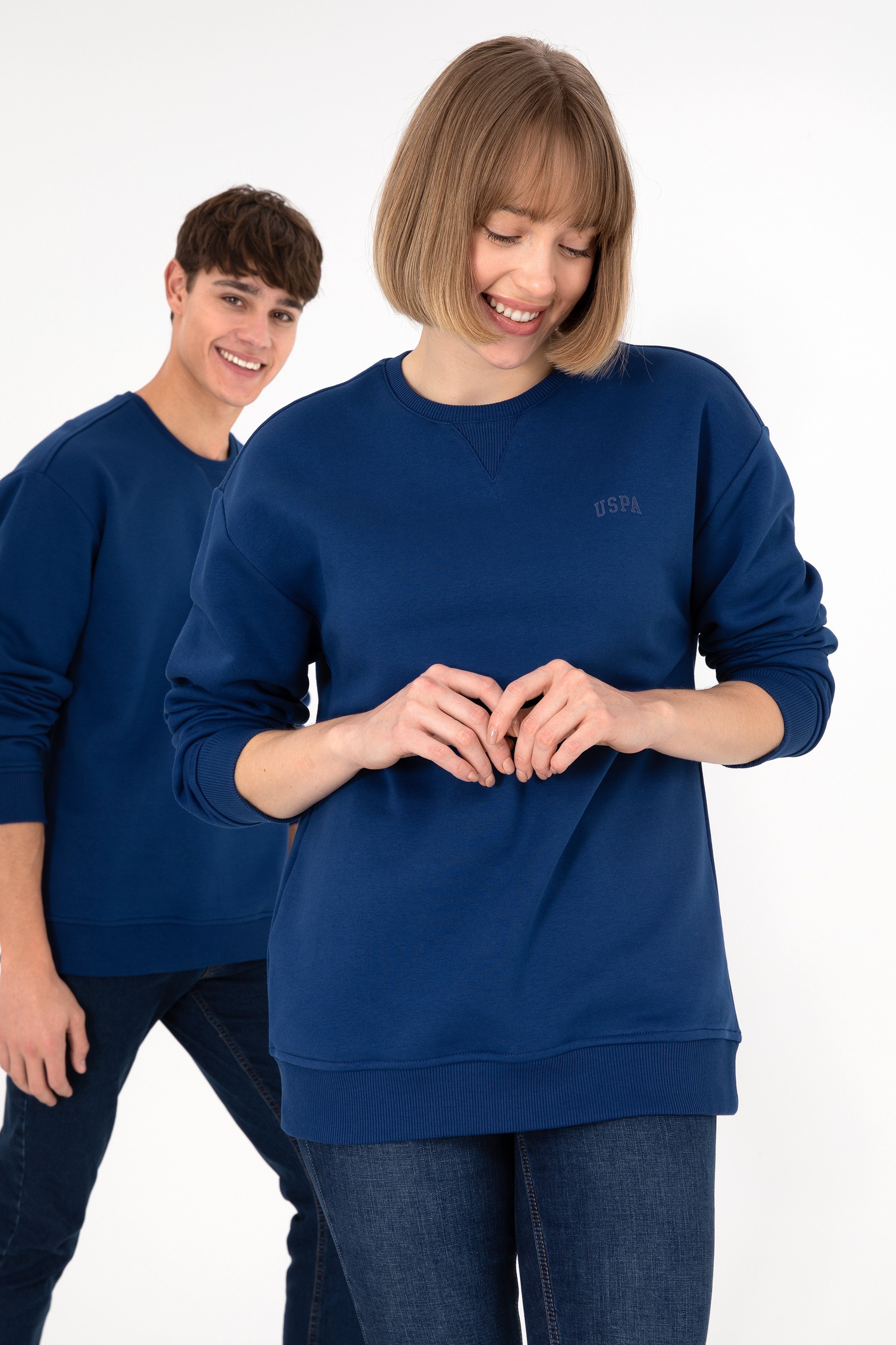 Erkek İndigo Basic Sweatshirt - Image 1