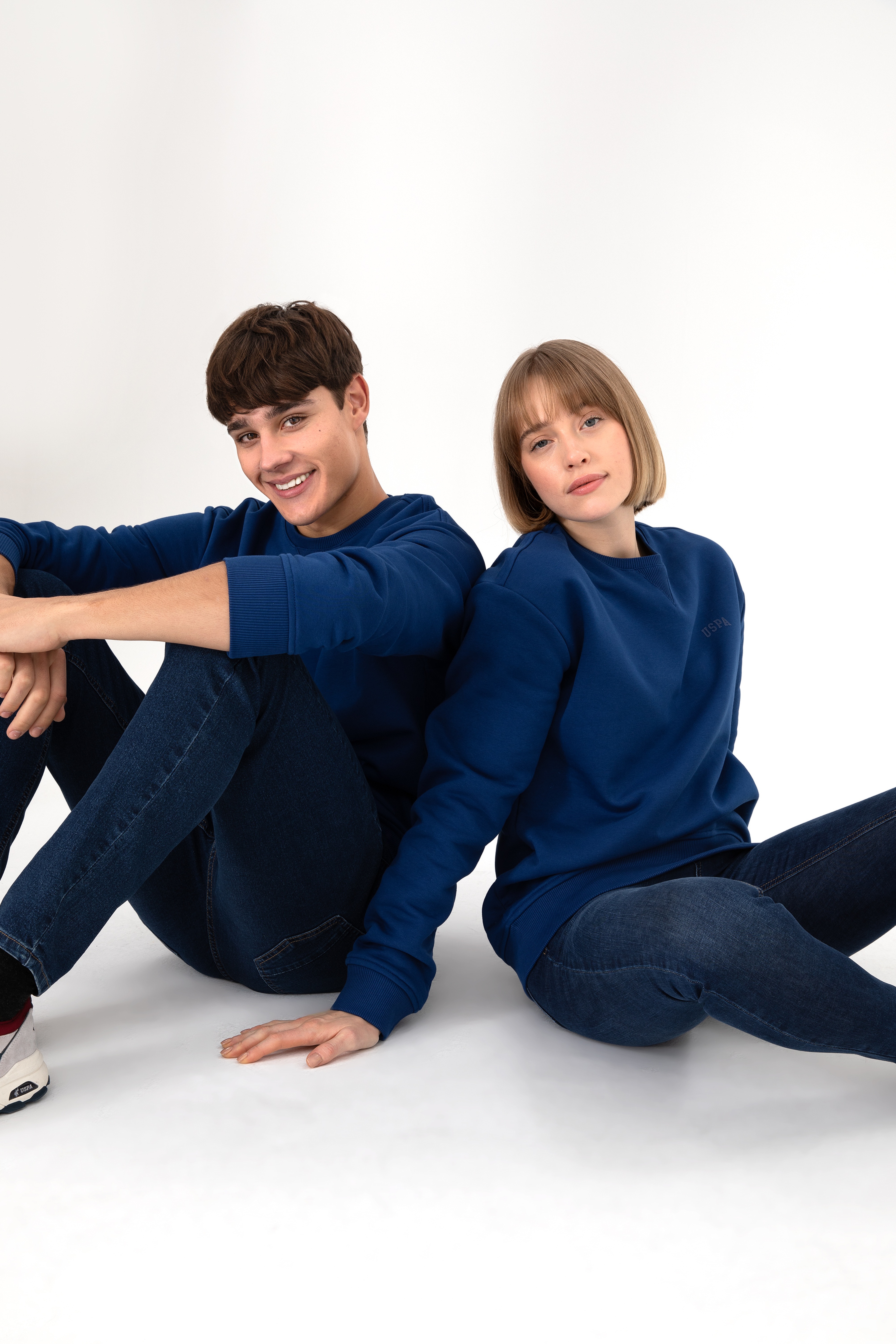 Erkek İndigo Basic Sweatshirt - Image 2