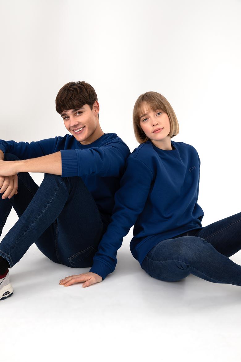 Erkek İndigo Basic Sweatshirt - 50295148048