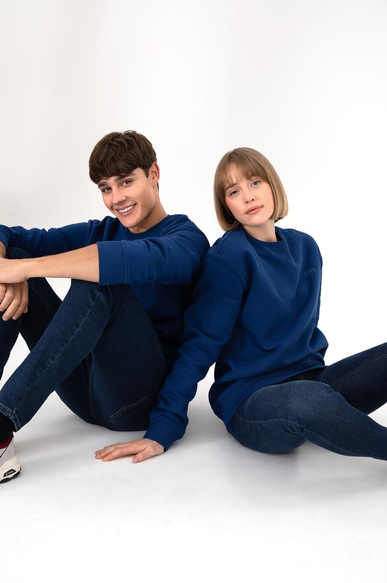 Erkek İndigo Basic Sweatshirt